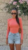 Eilis Statement Shoulder Bodysuit in Coral