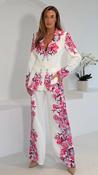 Flavia Floral Trousers in White and Pink image