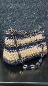 Handmade Crochet Handbag with Chain Handle in Navy, Cream and Gold image