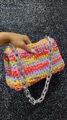 Handmade Crochet Handbag with Chain Handle in Multicolour