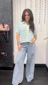 Florence Knit Blouse in Blue and Green image