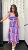 Lydia Striped Sun Dress in Pink and Royal Blue image