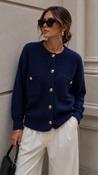 Navy Knit Pocket Detail Cardigan image