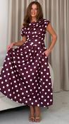 Betty Asymmetric Skater in Berry Polka Dot