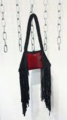 Handmade Crochet and faux leather Handbag with Fringes