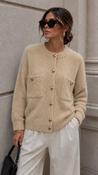 Beige Knit Pocket Detail Cardigan