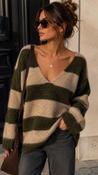 Khaki and Beige V Neck Knit Jumper image