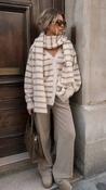Nova Striped Knit Cardigan and Scarf Set in Cream and Beige