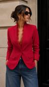 Gianna Red Lace Trimmed Blazer image