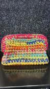 Handmade Crochet Clutch bag in Gold and MultiColour image