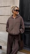 Brown Striped Zip Up Hoodie