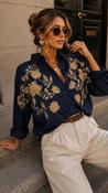 Navy and Beige Embroidered Shirt image