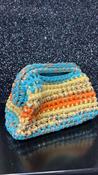 Handmade Crochet Clutch bag in Turquoise, Orange, Lemon and Gold image