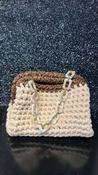 Handmade Crochet Clutch bag in Cream and Leopard Print image