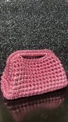 Handmade Crochet Clutch bag in Metallic Pink