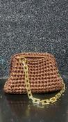 Handmade Crochet Clutch bag in Bronze Metallic with Gold Chain image