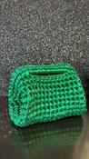 Handmade Crochet Clutch bag in Green Metallic image