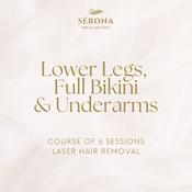 Laser Hair Removal - Lower Legs,  Full Bikini  &amp; Underarms - 6 Sessions