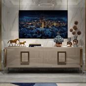 Chic Beige Stylish Gold Accents TV Unit image