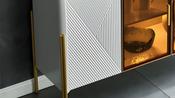 Modern Luxury Sideboard/side cabinet/Storage Cabinet with Glass &amp; White Panels – Elegant Storage Cabinet for Stylish Interiors image
