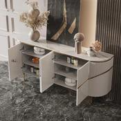 Luxury White &amp; Gold Sideboard with Fluted Detailing – Elegant Storage Cabinet/Side Cabinet/Side Board for Modern Interio image