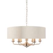 Highclere 6 Pendant Light - Chrome &amp; Natural image