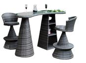 "Outdoor Wicker Bar Set - Patio Rattan High Table &amp; Swivel Bar Stools" image
