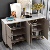 Modern Luxury Side Cabinet/Side Board/Storage Cabinet – Elegant Fluted Design with Gold Accents for Stylish Home Décor image