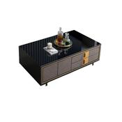Custom Made Luxury Black &amp; Wood Coffee Table with Gold Accents image