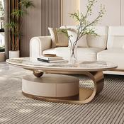 Custom Made Fashion Design Oval Marble Top Coffee Table Luxury Home Living Room Reception Tea Coffee Table image