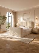 Alana Cream Velvet Side-Lift Ottoman TV Bed – Double/King
