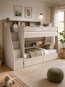 Camelot Nordic White Bunk Bed with Stairs and Storage image