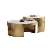 Custom Made Round Console Side Table Living Room Coffee Tea Center Table Set Marble Top Gold Metal Feet Hallway Table for Cafes Hotel Shop