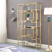 Elegant Storage Shelf Stainless Steel Frame Tempered Glass Display Stand Antique China Style Decorative Stand