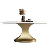 Custom Made New Dining Room Furniture: Rectangular Dining Table with Gold Stainless Steel and Tempered Glass, Ideal for Home, Hotel, or Restaurant Use image