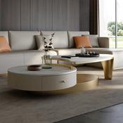Custom Made Nordic Modern Style Round Coffee Table Simple Living Room Furniture with Luxury Glass Countertop Metal Material for Hotel Home image