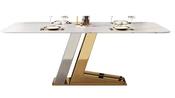 Custom Made Light Luxury Stainless Steel and Natural Marble Rectangular Dining Table: Customized Italian-Style Simple Furniture Set for Dining Room image