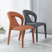 Modern Sculpted Open-Back Chairs in Soft Grey and Beige with Curved Silhouette and Minimalist Appeal image