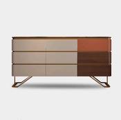 Modern Multi-Tone Sideboard with Gold Accents – Stylish Storage Cabinet /Side Board/Side Cabinet in Cream, Wood &amp; Terrac image