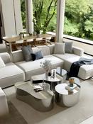 Custom Made Modern Luxury Silver Stainless Steel Tea Table Living Room Irregular Shape Metal Combined Coffee Table image