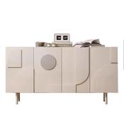 Modern Cream Sideboard with Geometric 3D Design – Stylish Storage Cabinet/Side Board/Side Cabinet for Contemporary Inter image