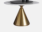 Custom Made Nordic Style Round Swivel Dining Table Set Set – Marble Top with Gold-Plated Base | Elegant and Stable Living Room Furniture image