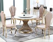 Custom Made Modern Chinese design Dining Table Set featuring a marble top and black metal frame, offering high-quality craftsmanship with comfortable chairs at an affordable price image