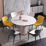 Custom Made Rockboard Dining Table Set with Italian light, featuring a retractable, modern minimalist style. This dual-purpose table image