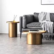 Custom Made Luxury Metal Coffee Table Set Furniture Living Room Stainless Steel Golden Round Coffee Table Set image