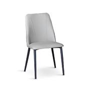 A sophisticated chair featuring a smooth, slate-gray upholstery and slim, metallic legs image
