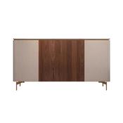 Modern Wood &amp; Cream Sideboard with Gold Accents – Elegant Storage Cabinet/Side Cabinet/Side Board for Stylish Interiors image