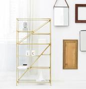Nordic Wrought Iron Shelf Modern Minimalist Bookshelf Golden Floor Office Floor Partition Multi-layer image