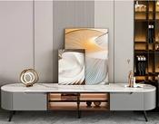 Curved Contemporary Grey &amp; Glass TV Unit image