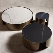 Custom Made Italian-style Luxury Stone Slab Round Coffee Table, Simple and Modern Stainless Steel Living Room Coffee Table image
